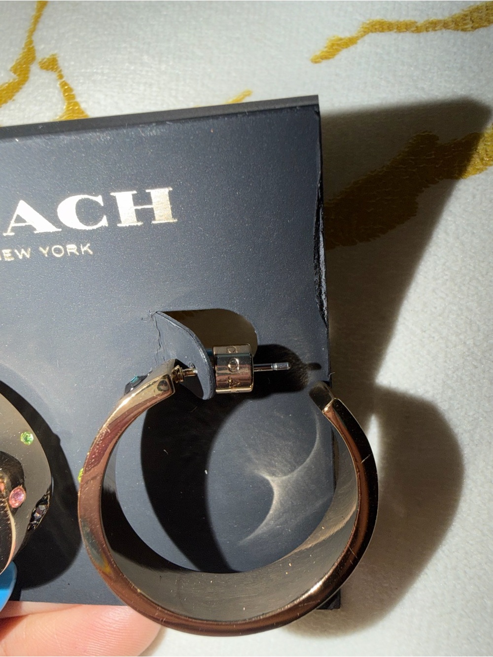 COACH Signature Gem Hoop Earrings - Picture 6 of 7